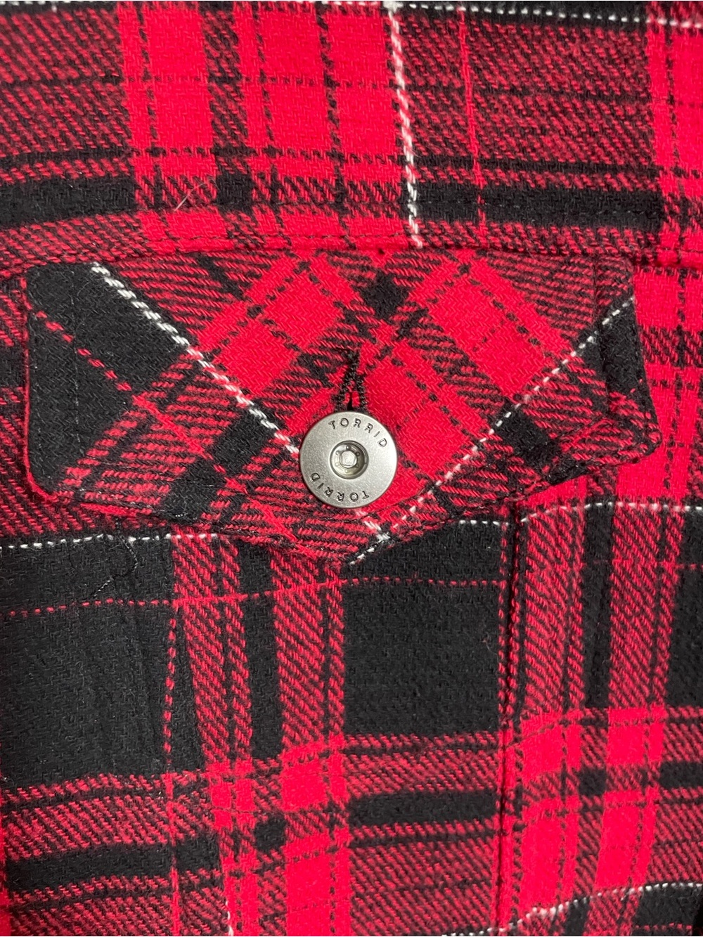 Torrid Red Black Plaid Sherpa Collar Jacket Size 2 Plus Size Trucker Shacket - Picture 3 of 10